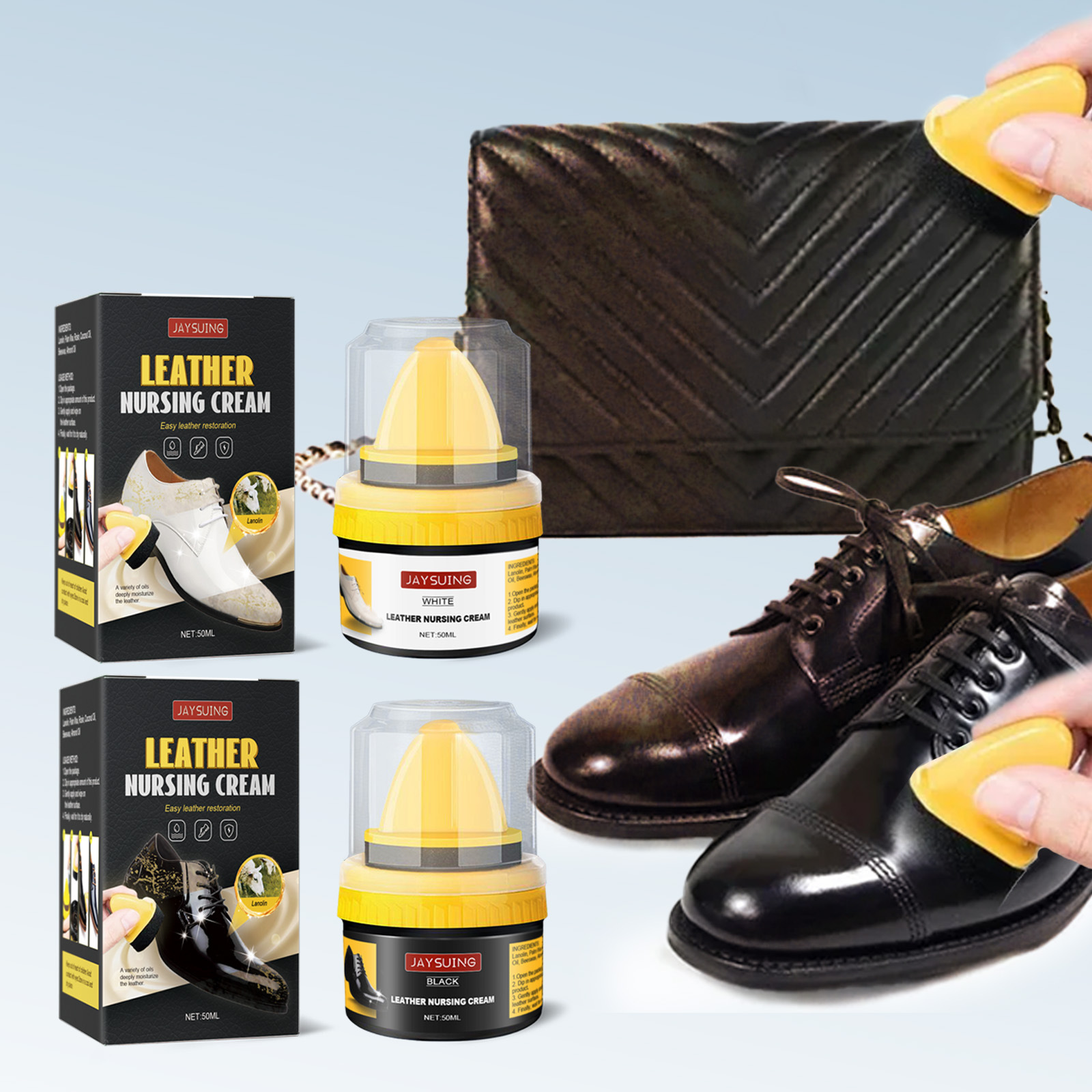 IFFANY Leather Repair Cream Liquid Shoe Polish，Shoe Care Shoe Cream with  Sponge Applicator，Leather Scratch Repair，Protects Leather from Scuffs and