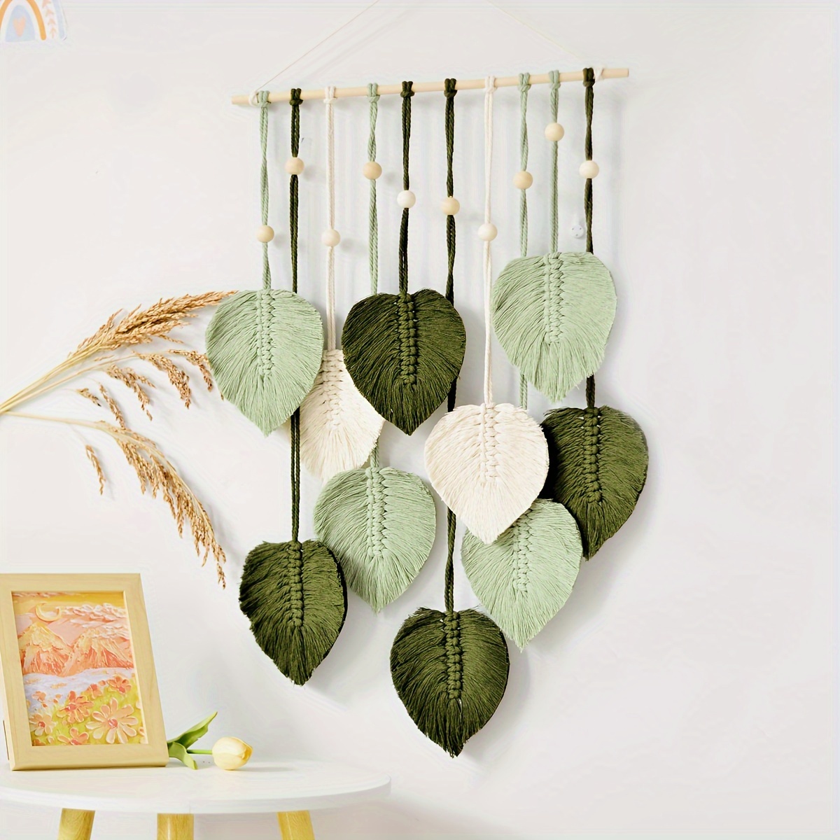 Boho Leaf Wall Decor Macrame Wall Hanging Feather Leaf - Temu Italy