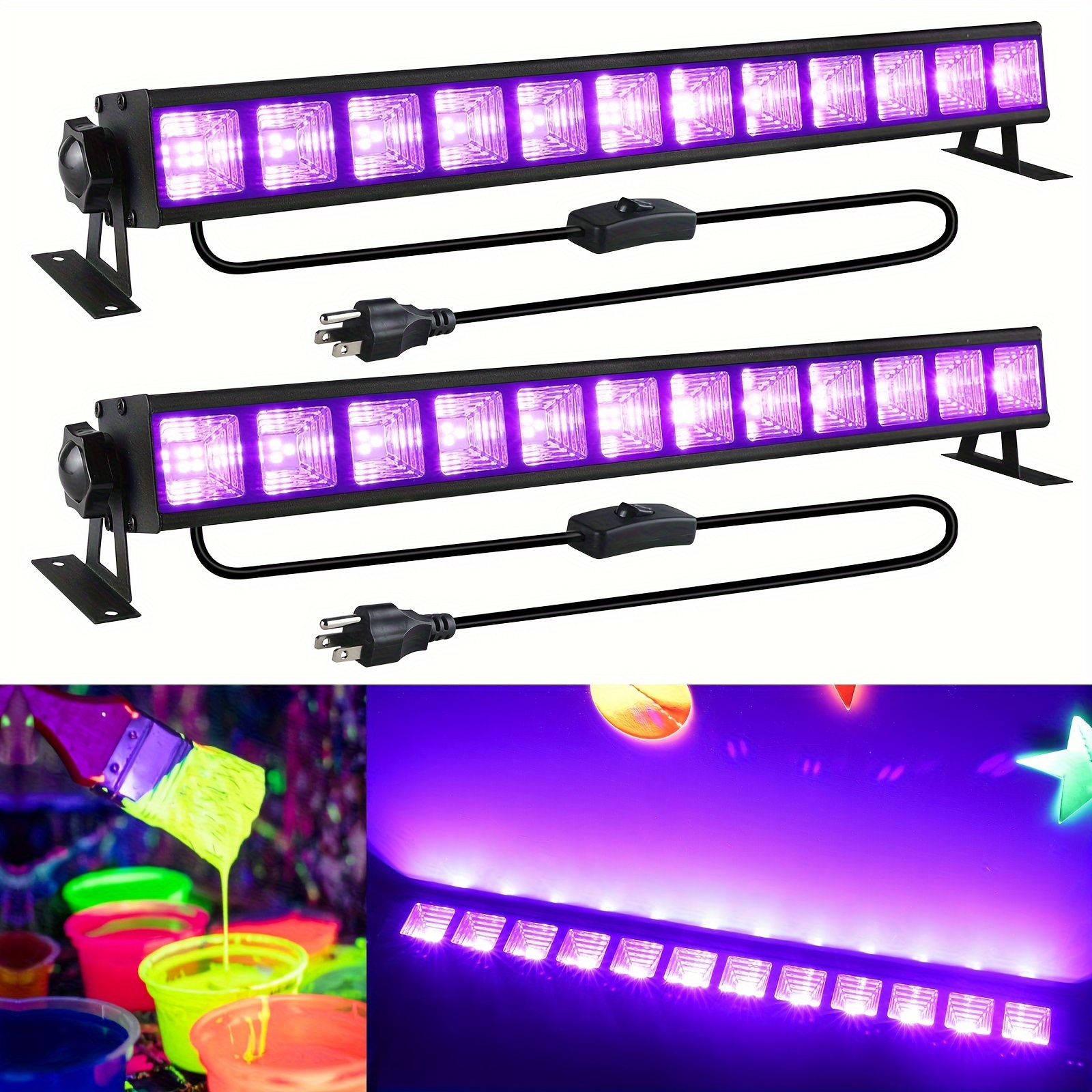 1pc 36W LED Black Light, Black Lights For Glow Party, Blacklight With Plug,  Each Light Up 22x22ft, Glow Light For Halloween, Bedroom, Fluorescent Body