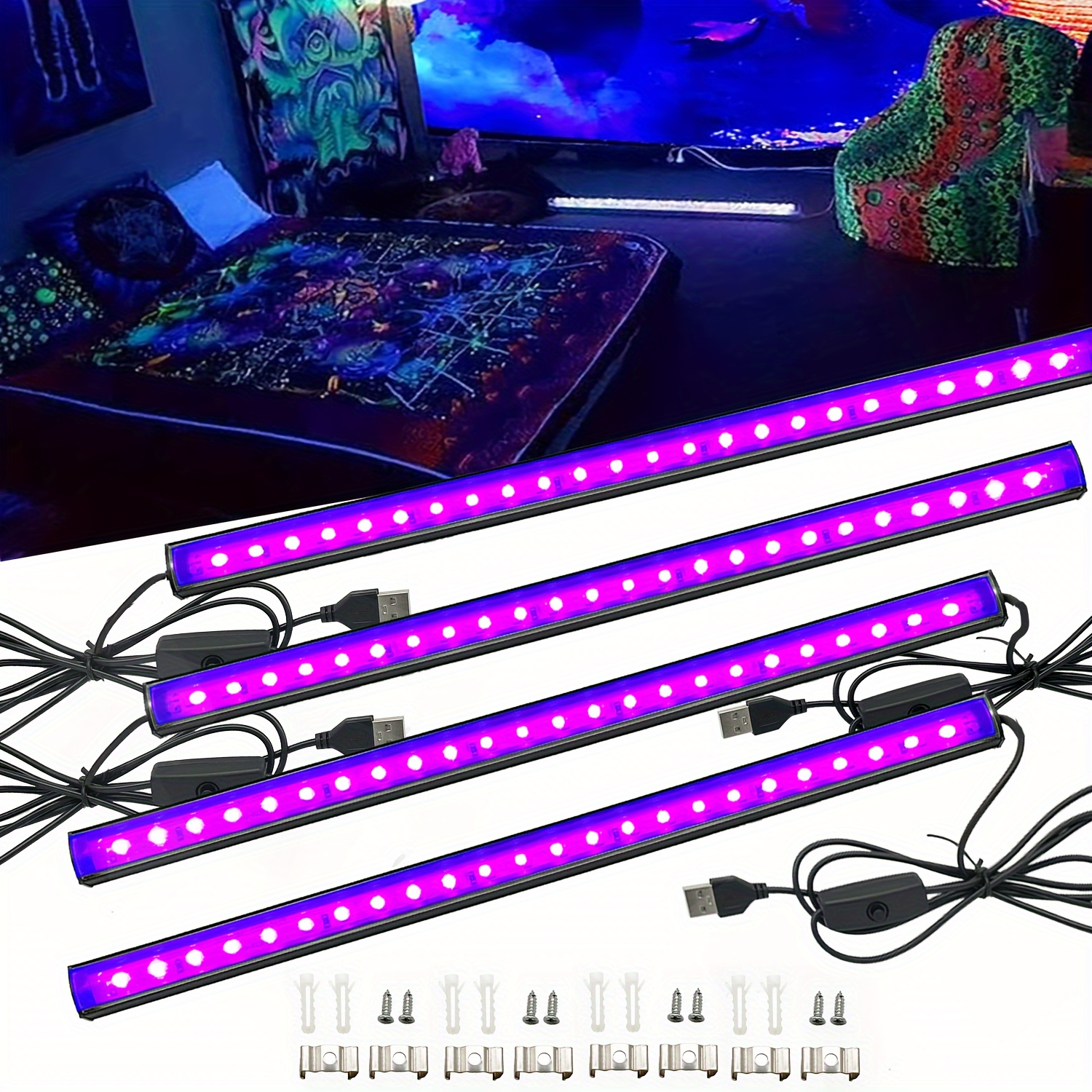 UV FLOOR - Lot De 12 Chapeaux Fluorescents - Spéciale Lumière Noire et  Ultra Violet - 4 Couleurs Vives - Accessoire Fluorescent