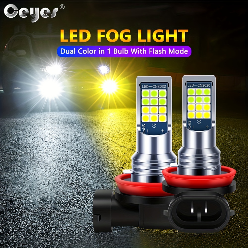 Comprar 2 uds luces LED para coche H8 H9 H11 H7 HB3 HB4 9005 9006 H27 880  881 H3 H1 bombilla de faro LED luz antiniebla de coche de doble Color  blanco amarillo