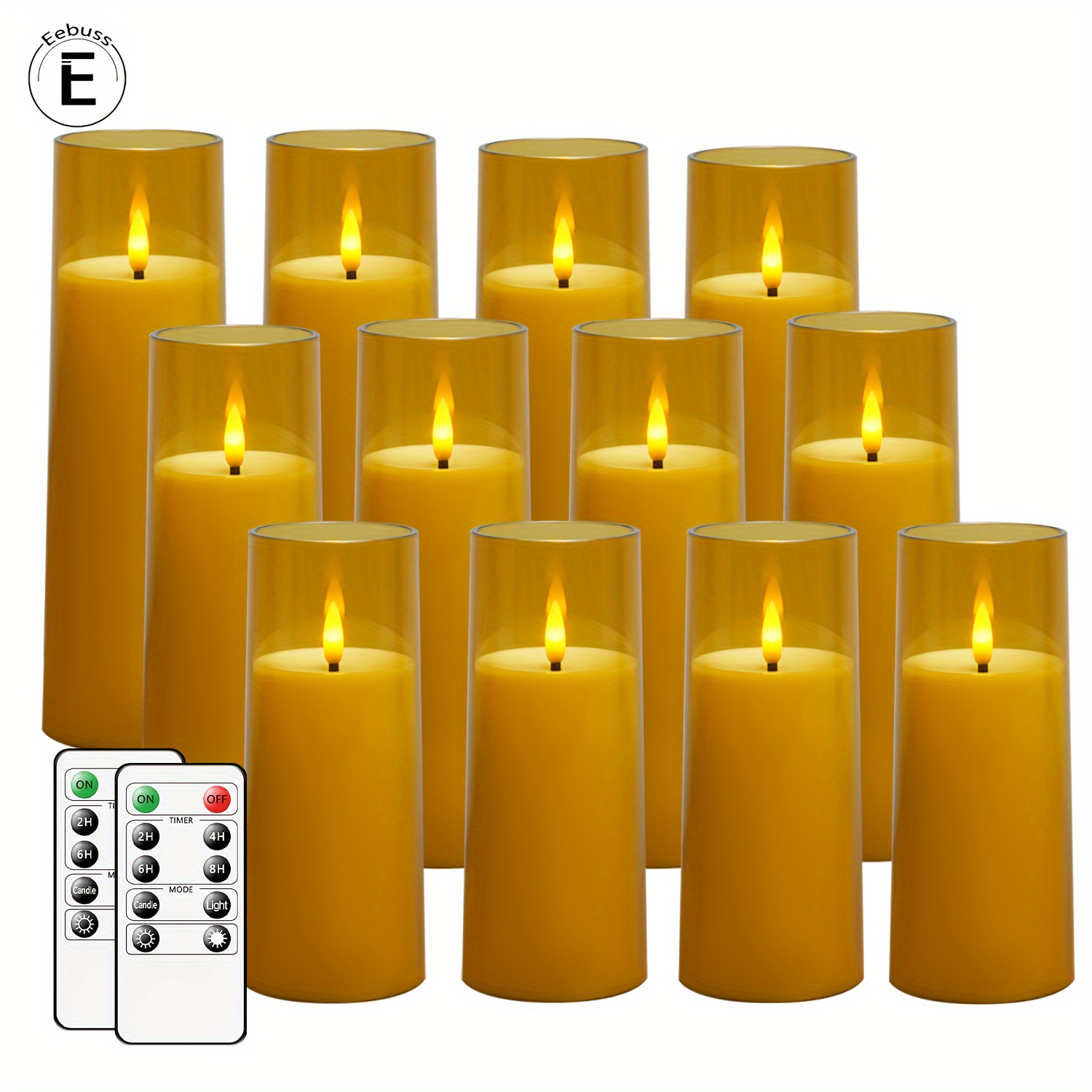 Set 3 Candele con Cera Bianca LED CLASSIC Fiamma in Movimento a Batteria -  per Interno e Incluse di Timer