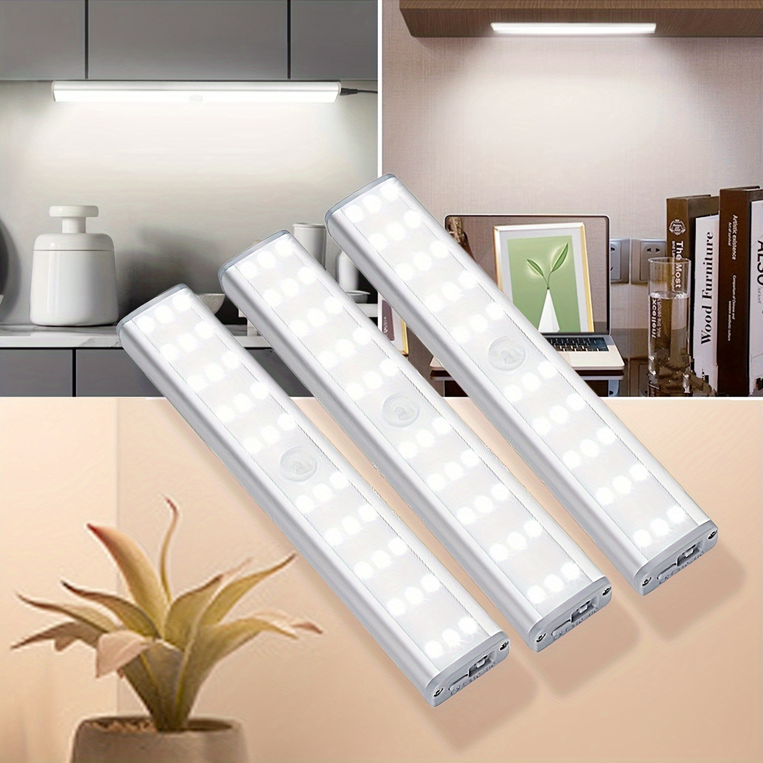 Luces LED de armario - luz de disco de lámpara de movimiento inalámbrica,  nueva versión de la lámpara de pie recargable por USB con control remoto