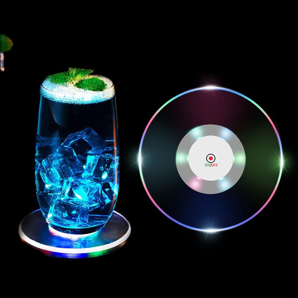 TINYOUTH 6 Pieces LED Coasters for Drinks, Light Up Coasters ON/Off  Disposable Round Coasters for Drinks, Acrylic Coasters for Beer Cocktail  Parties Weddings Bar Christmas, Colorful LED Coasters : : Home 