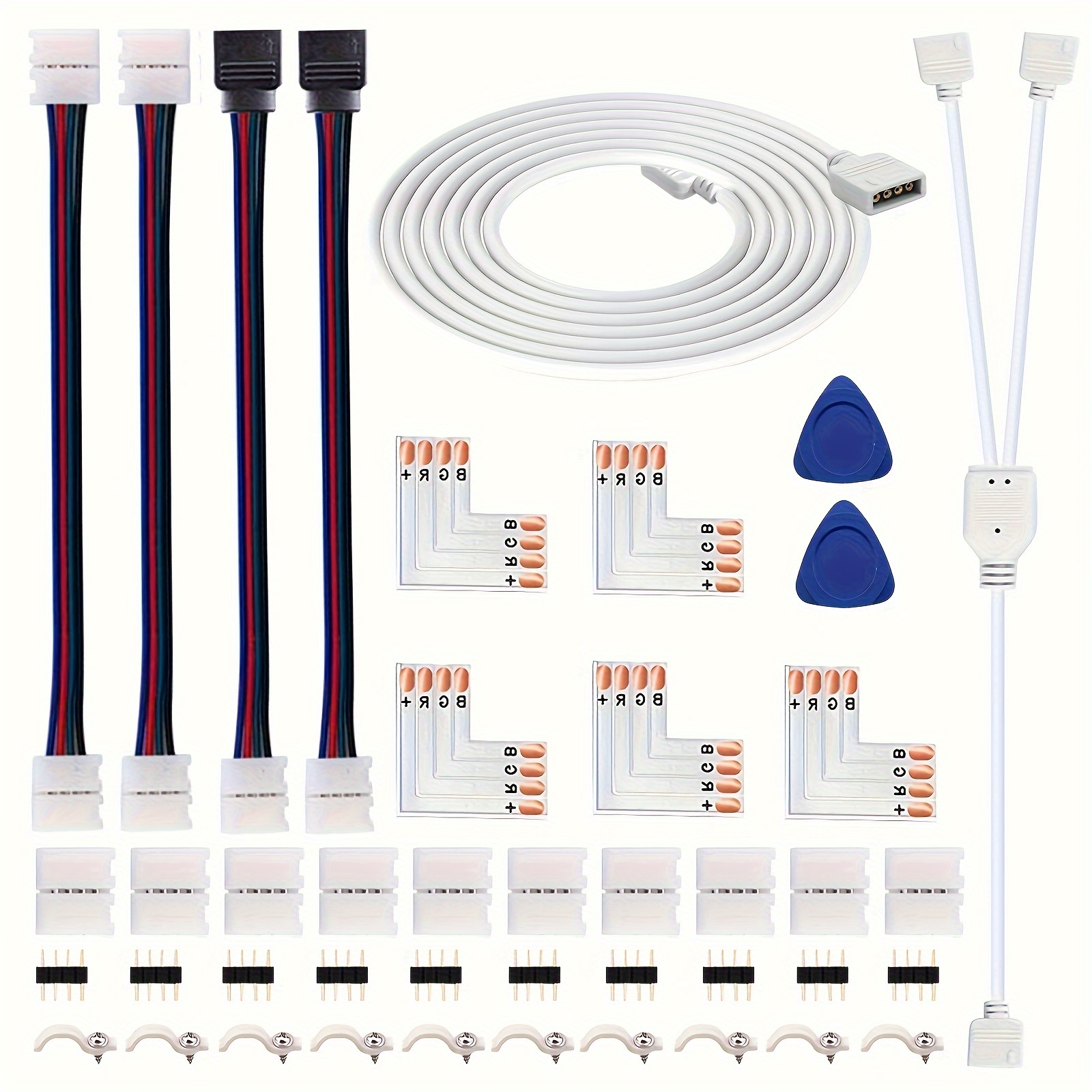 43pcs 4 pin LED Connector L bar Light 4 Pin 10mm LED With Light Connector Controller 4 Pin LED Connector Jumper 4 pin LED With Connector Kit