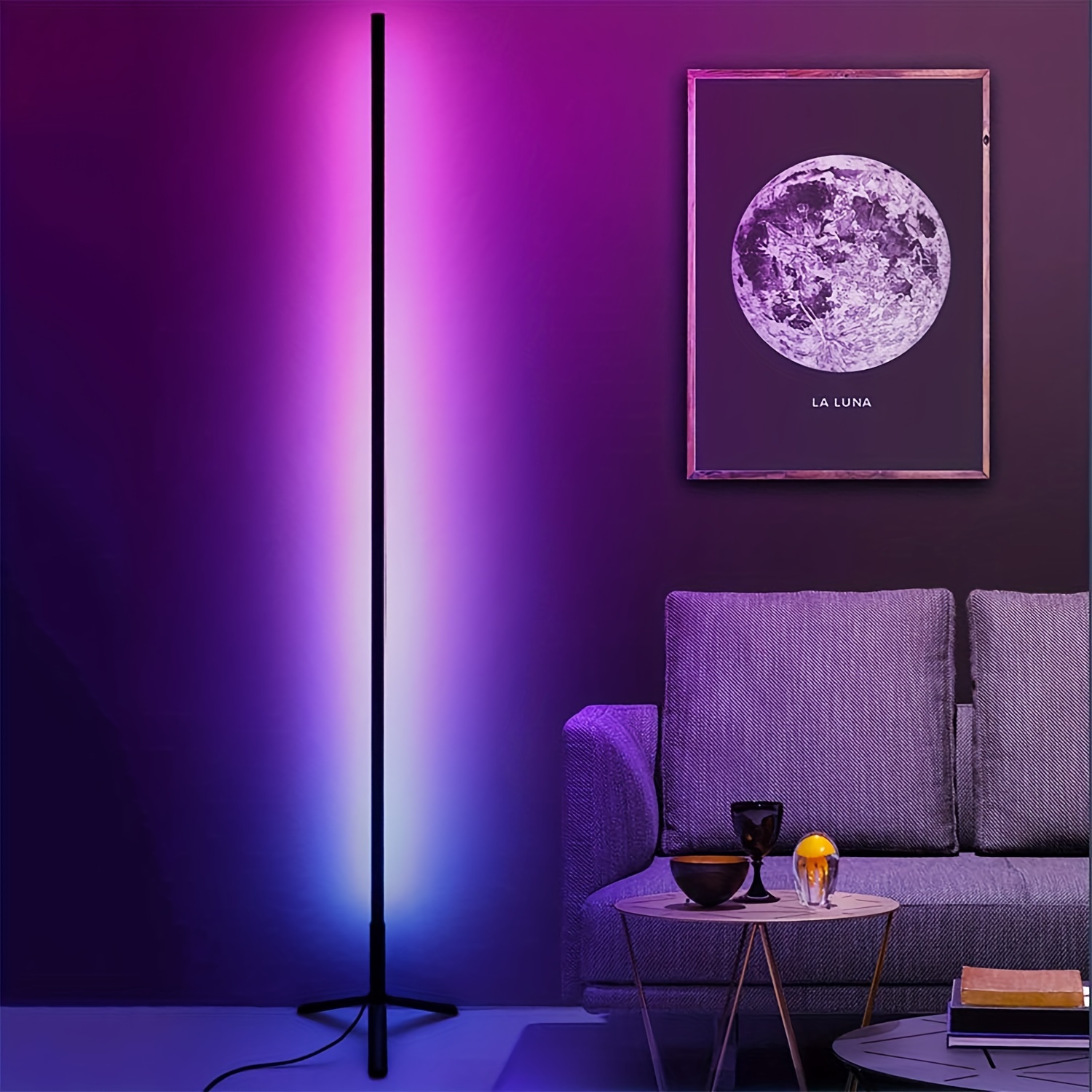 TACAHE Minimalist Corner Floor Lamp - 2700K-6500K Dimmable LED Night Light  - Modern Standing Mood Lamp with Remote Control for Living Room, Bedroom 