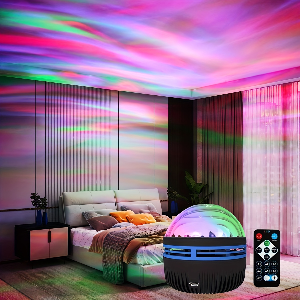 Projecteur LED aurore, haut-parleur Bluetooth, veilleuse, bruit blanc,  projecteur de galaxie pour chambre d'enfants, décoration de la maison -  AliExpress