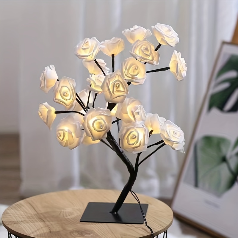 24 Led Rose Tree Lamp Colorful Table Lamp Artificial Flower Bonsai Tree  Night Lights Valentine's Day Gift Bedroom Wedding Decor - AliExpress