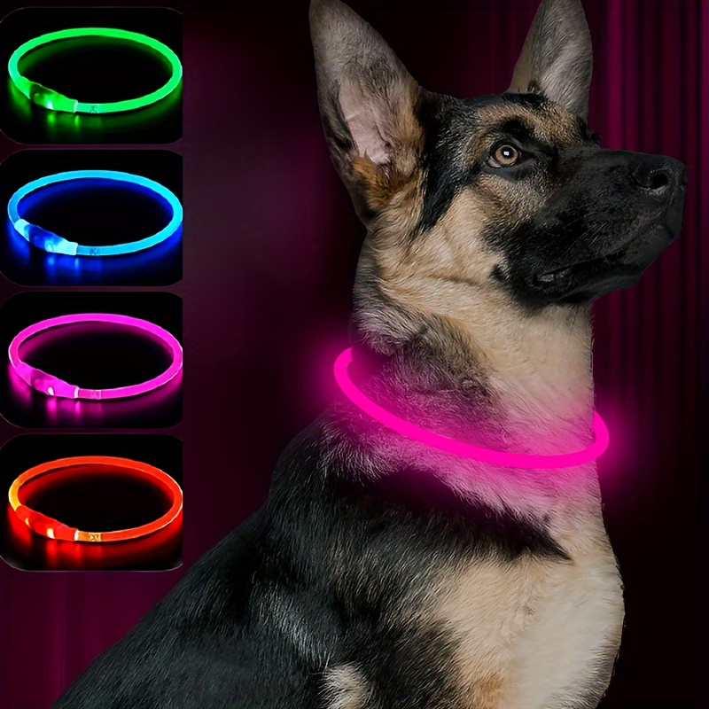 Luz de collar de perro que cambia de color para perros paquete de 2 luces  para perro para caminar por la noche 3 modos de luz recargable para perro