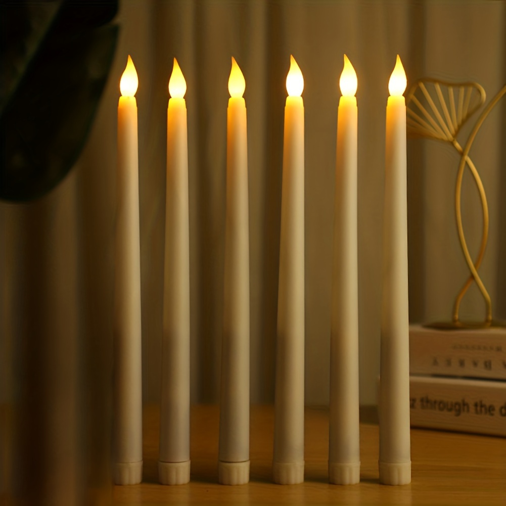 AIMTYD Bougies sans flamme Lot de 9 bougies à piles (H 10,2 cm 12,7 cm 15,2  cm 17,8 cm 20,3 cm 22,9 cm) Bougies pilier en cire véritable ivoire avec  minuterie à