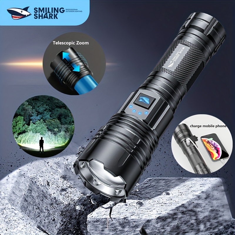 1pc Rechargeable High Lumens LED Flashlight, M60 Led Flashlight With  Zoomable & 6 Modes & IPX6 Waterproof, Super Bright Torch Light For  Emergencies, C