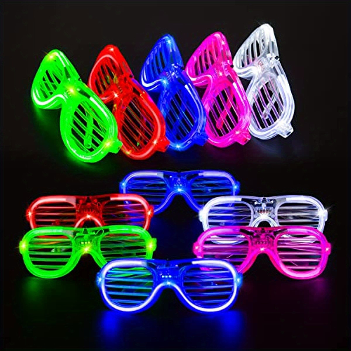 Paquete de 20 lentes LED para fiestas, 6 colores iluminados, persianas,  palillos brillantes, lentes de sol de neón para fiestas, niños y adultos,  que