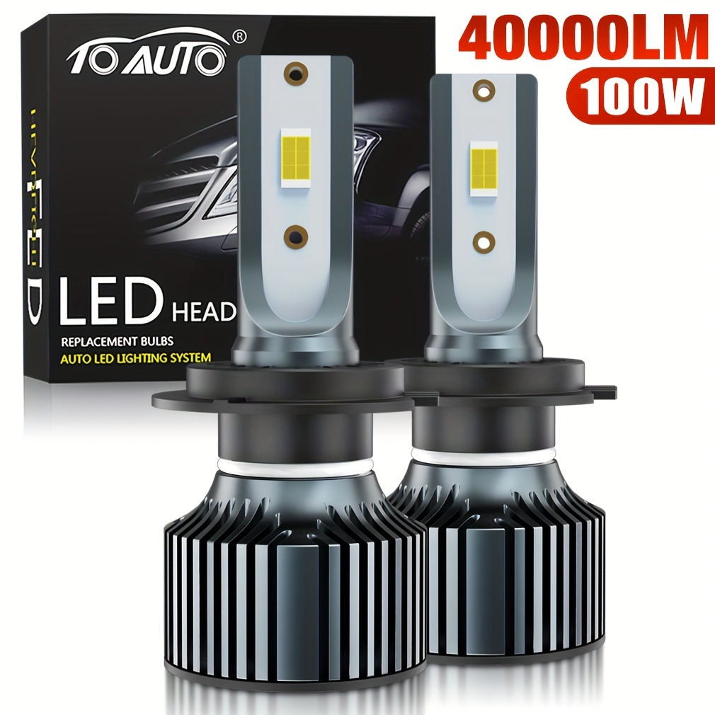  UPXSXT 2Pcs Ampoule de phare H4 avec lentille, 9-32V 16000LM  100W Lentille de projecteur Ampoules de phares à LED Hi/Lo Beam blanc froid  à haute luminosité pour voitures et motos