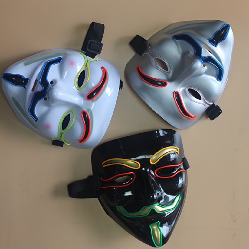 DWTECH Masque d'Halloween à LED– Masques lumineux à LED avec fil  électroluminescent pour bal masqué, cosplay, masque lumineux pour enfants,  hommes