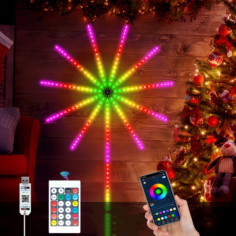 Smart Firework Led Lights USB Powered Color Changing LED Strip Lights with  App Control, Remote, Control Box,with Launch Burst Effect and Music Sync  Lights for Bedroom, Room, Christmas, Party