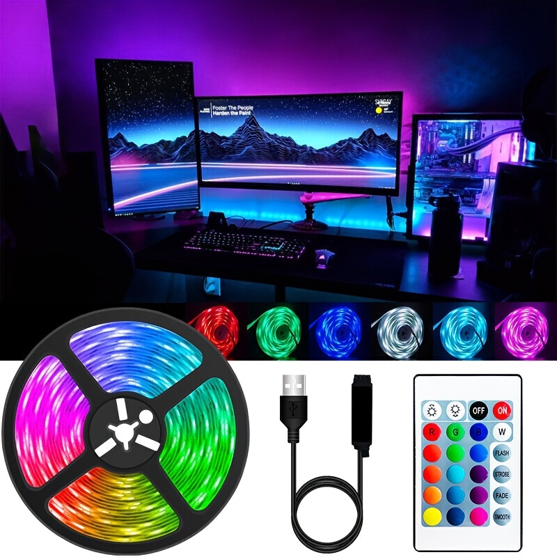 10 Ft LED TV Backlight Per TV Da 32-75 Pollici - Striscia LED A Cambiamento  Di Colore RGB Con Sincronizzazione Musicale, Applicazione E Telecomando -  Perfetto Per Camere Da Letto E Natale 