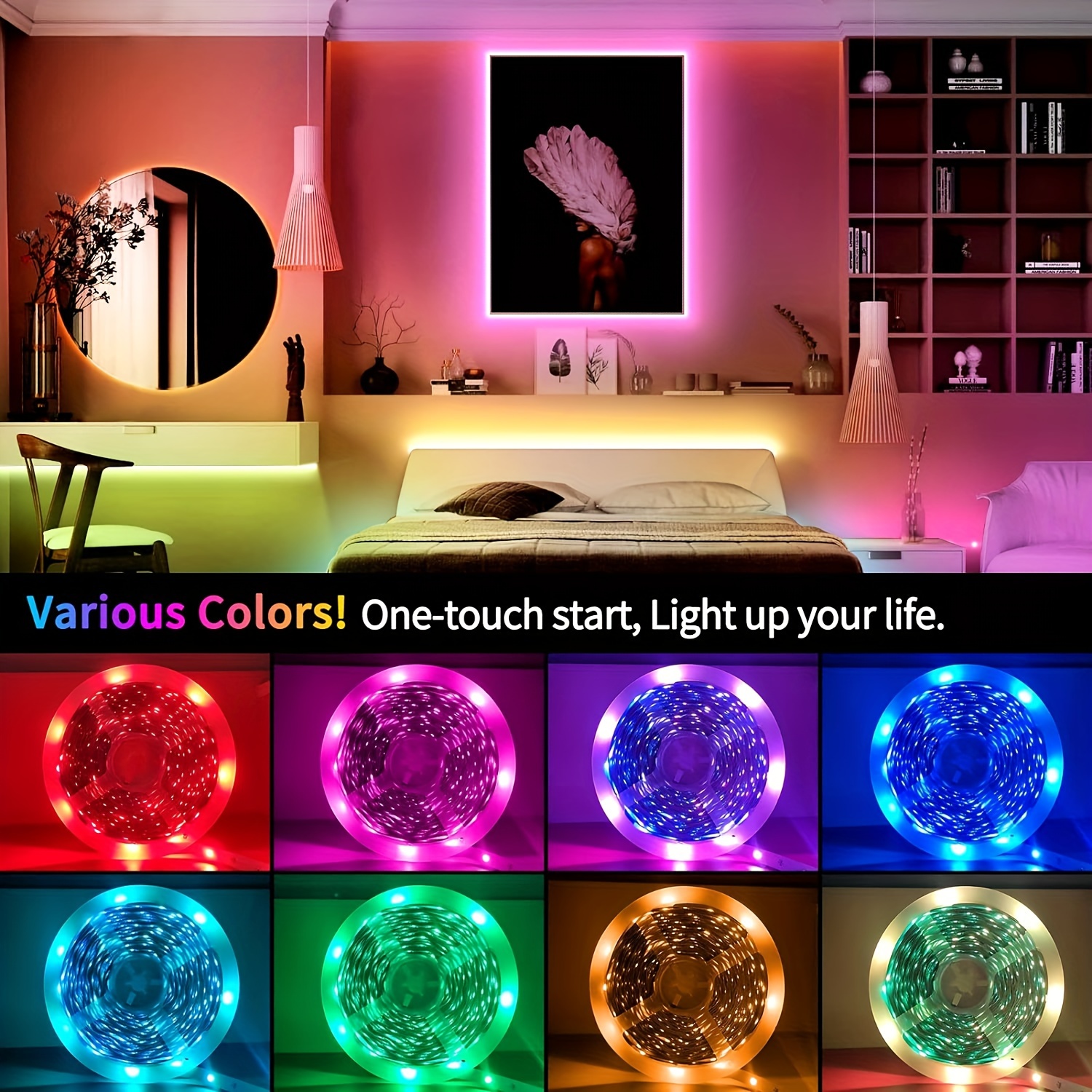 RGB IC Led Lights, Smart Firework Led Lights, RGB IC Dream Color Fireworks  LED Lights For Bedroom, Rainbow Color USB App Control LED Light Strip With