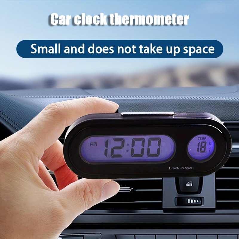 Solar Car Digital Clock Portable Car Thermometer Clock - Temu