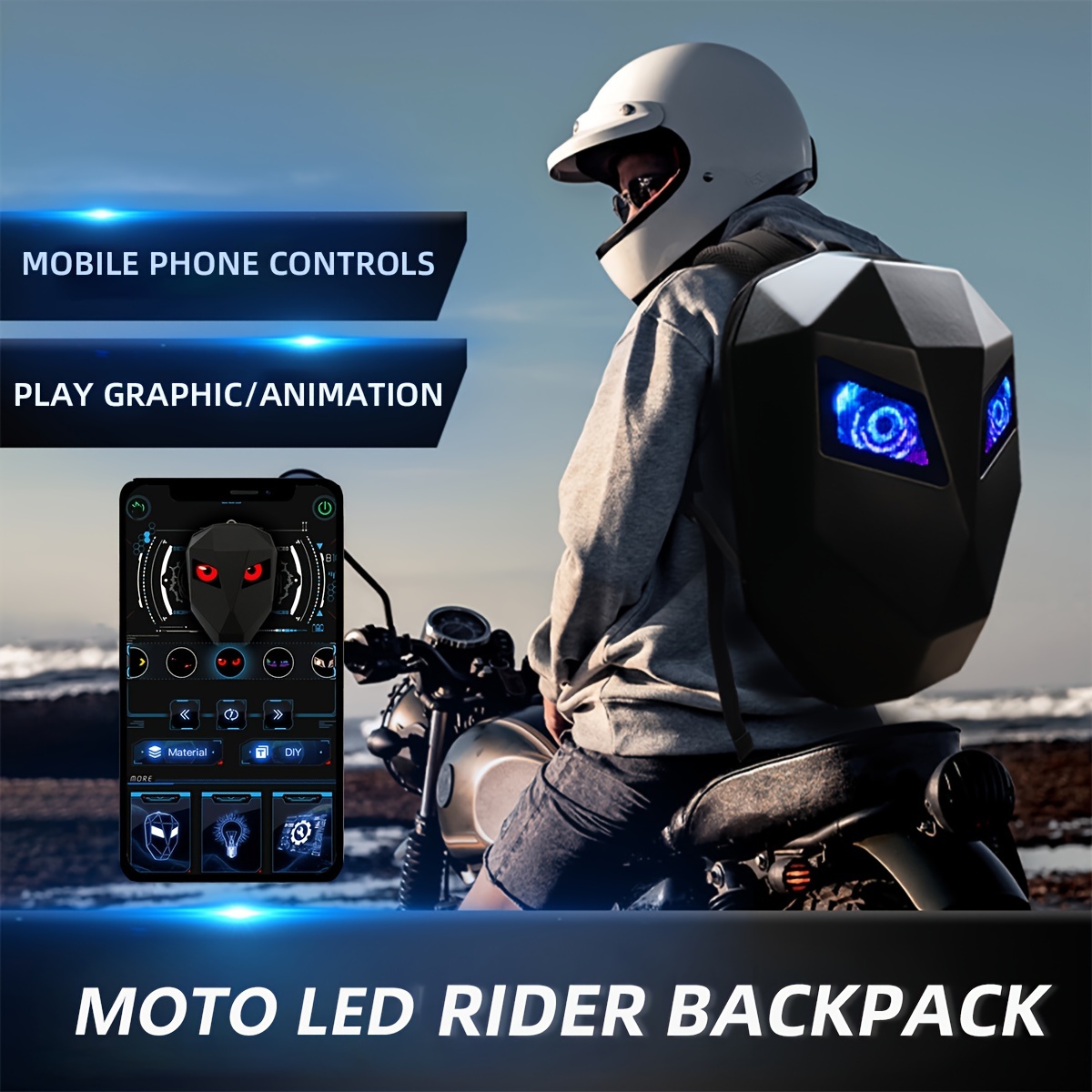  TSR Sac à Dos Moto Universel. Sac à Dos Noir étanche pour Casque  de Moto. Sac de Casque de Moto. Comprend Un Porte-clés Moto
