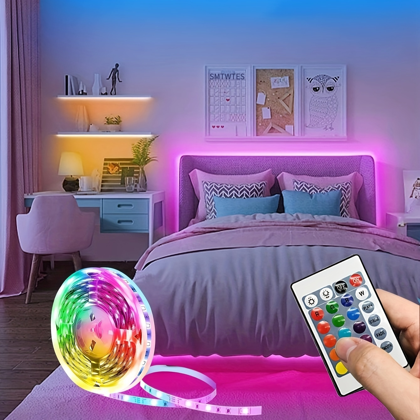 Mejor proveedor luces LED para dormitorio 100ft Music Sync Color cambiando luces  LED tira con mando a distancia y APLICACIÓN Control 5050 RGB tira LED, luces  LED para el hogar - China