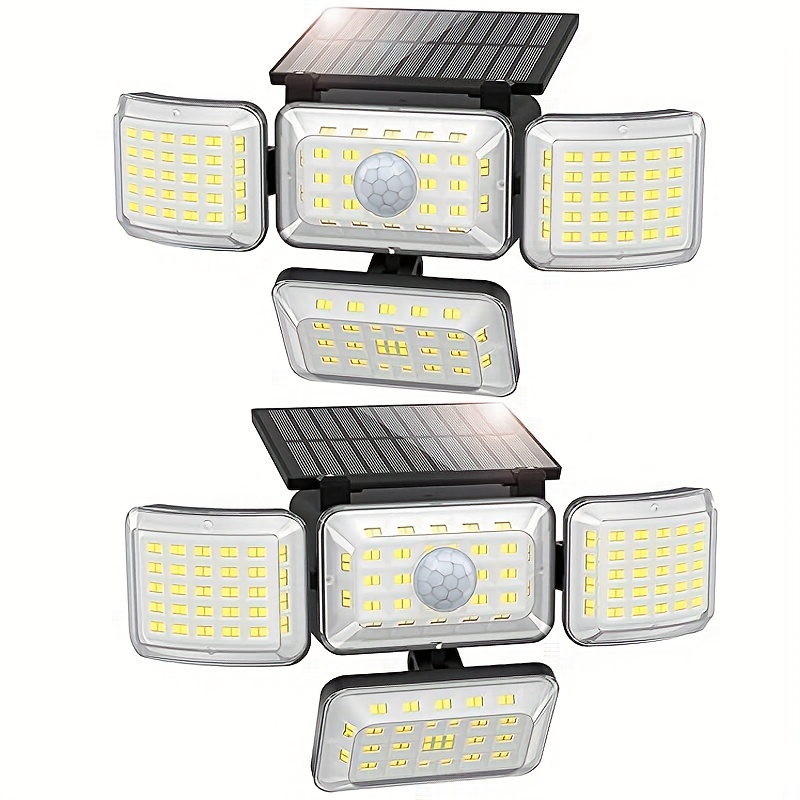  Focos solares para exteriores, IP65, luces solares para  exteriores, impermeables, 6500 K y 3 modos, luces solares para exteriores,  sensor de movimiento, luces para exteriores, encendido/apagado :  Herramientas y Mejoras del