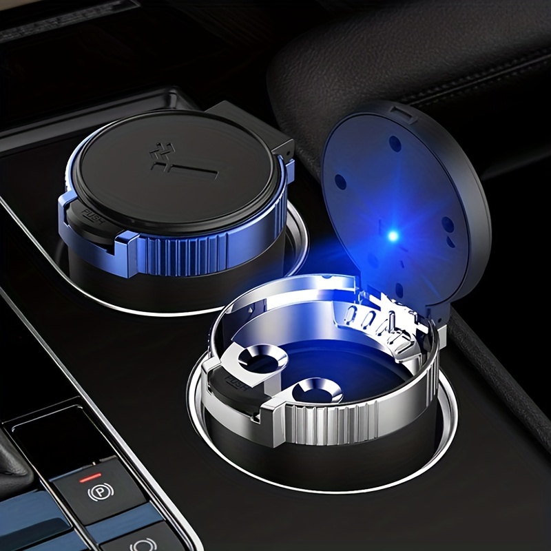 Cendrier de voiture portable avec couvercle et lumière LED, poignées  amovibles, porte-gobelet automatique, véhicules