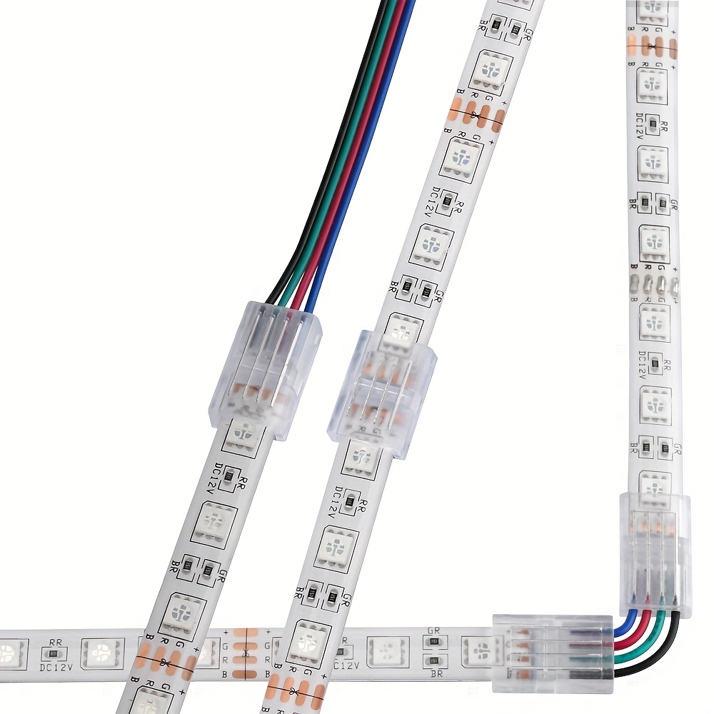 Conector de tira LED a cable de 6 pines de 0.472 in RGB CCT, clips sin  cable, adaptador sin soldadura, conexión de extensión para tira de luces  LED