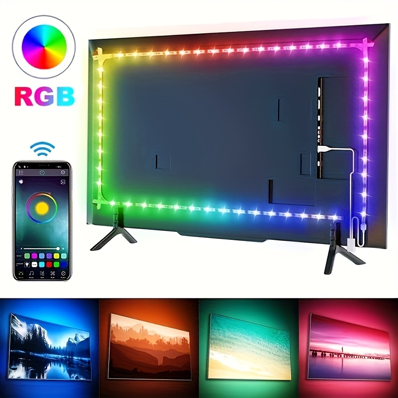 Striscia Led per tv lcd con alimentazione usb luce RGB e bianca 2 metri  strip adesiva con telecomando cambia colore retroilluminazione monitor tv