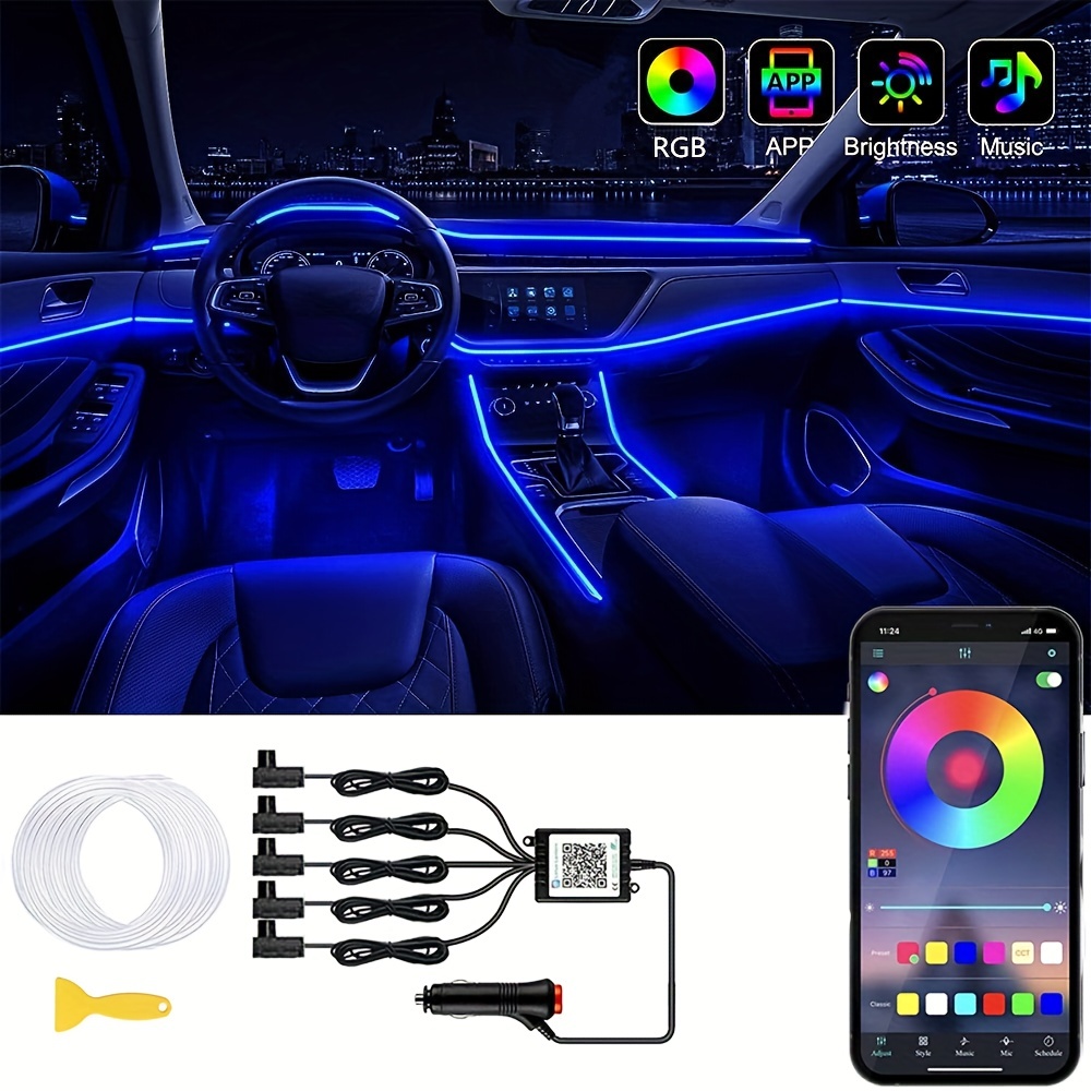 48rgb Car Led Lights Car Accessories App Control Inside - Temu