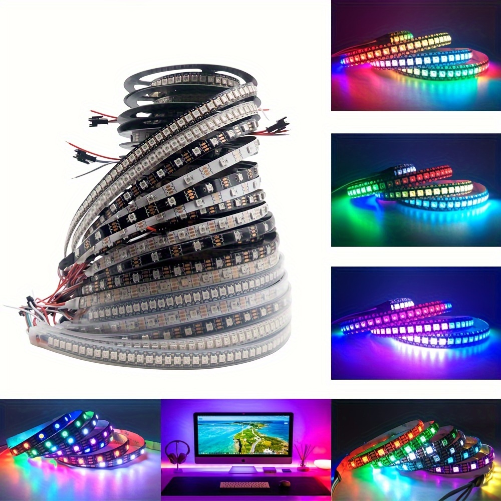 Tira de luces LED USB, no impermeable, 5 V, SMD 3528, 16.4 pies, 300 LED,  60 LEDs/m, tiras LED RGB con driver USB de 3 teclas, retroiluminación para