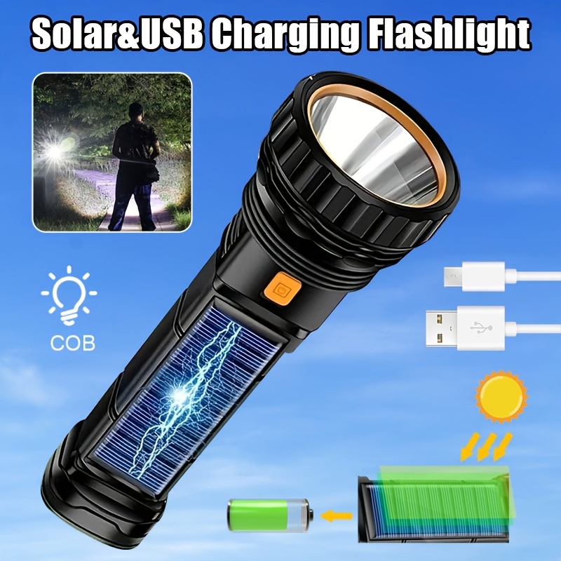 Hand Cranking Solar Powered Rechargeable Flashlight Emergency Led Flashlight  Quick Snap Clip Backpack Flashlight Torch Weather Ready For Camping Outd