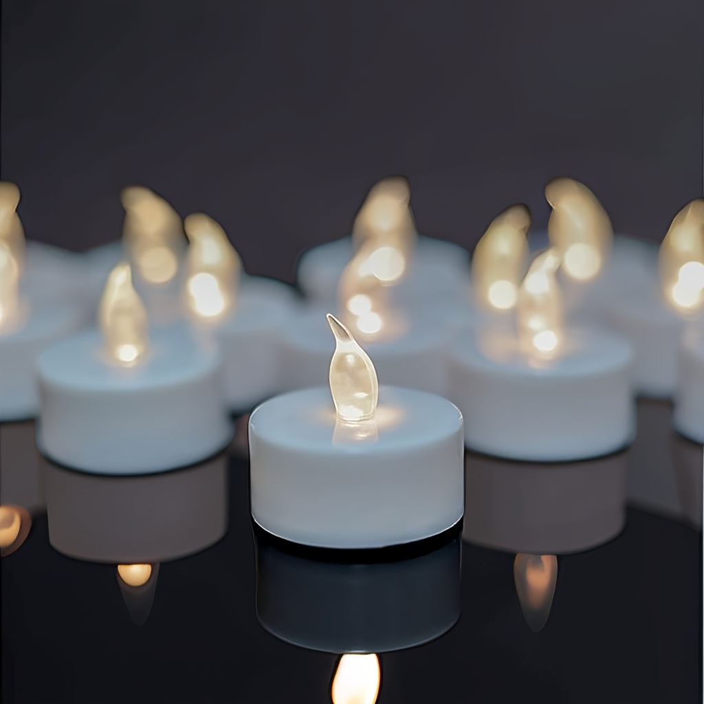 Paquet de 24 sans flamme LED bougies Light alimenté par batterie,  Halloween, Noël, Centre de mariage décorations bougies Light (Blanc, base  blanche)