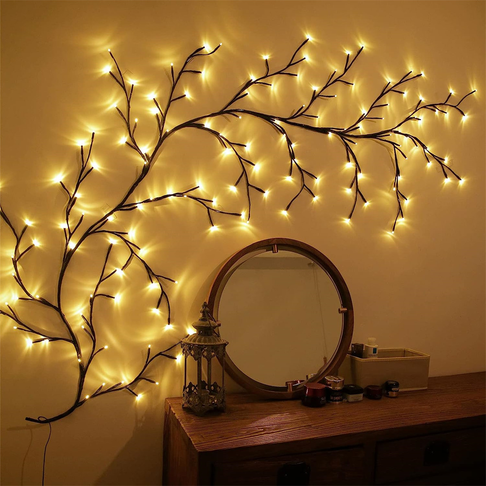 Garneck Bud Rattan String Lights Fake Vines with Light Hanging Vines Lights  Spring Flower Vine Fairy Light Decorative Vines with Light Hanging Vines