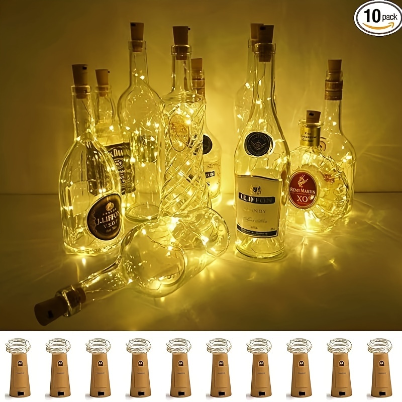 Chaîne lumières argent LED bouteille de vin lumières alimenté par batterie  liège forme verre bouchon de bouteille lampe guirlandes de noël décor, ✓  Meilleur prix au Maroc et ailleurs