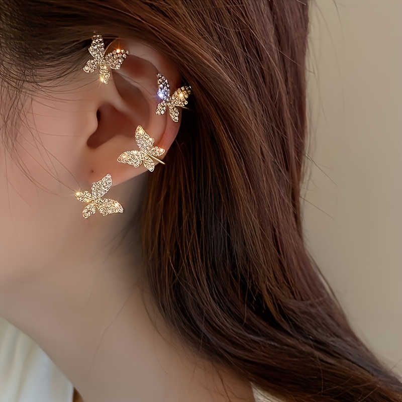 Creative Butterfly Star Flower Earrings Elegant Ornaments Cute Ear Jewelry  For Women Birthday Gift - Temu
