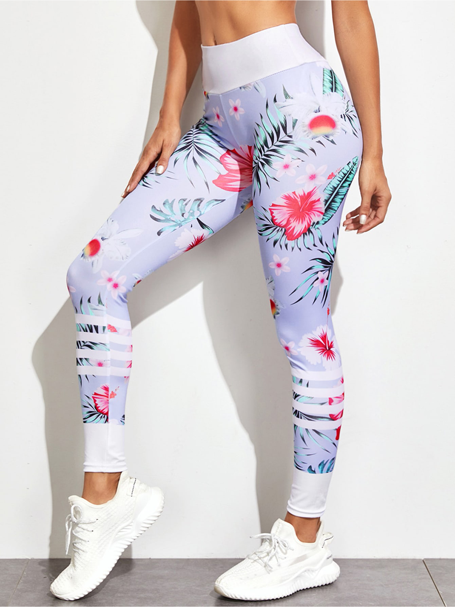 Ditsy Floral Leggings Sexy Colorful Flower High Waist Yoga Pants