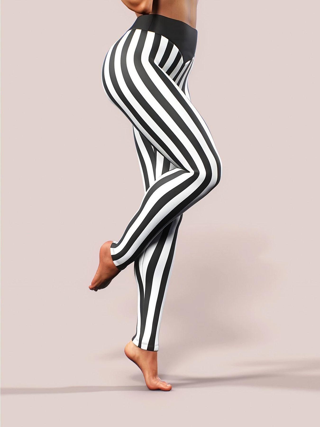 Black White Striped Leggings, Horizontal Stripe Leggings, Stretch Pants,  Yoga Pants, Stripes Leggings -  Canada