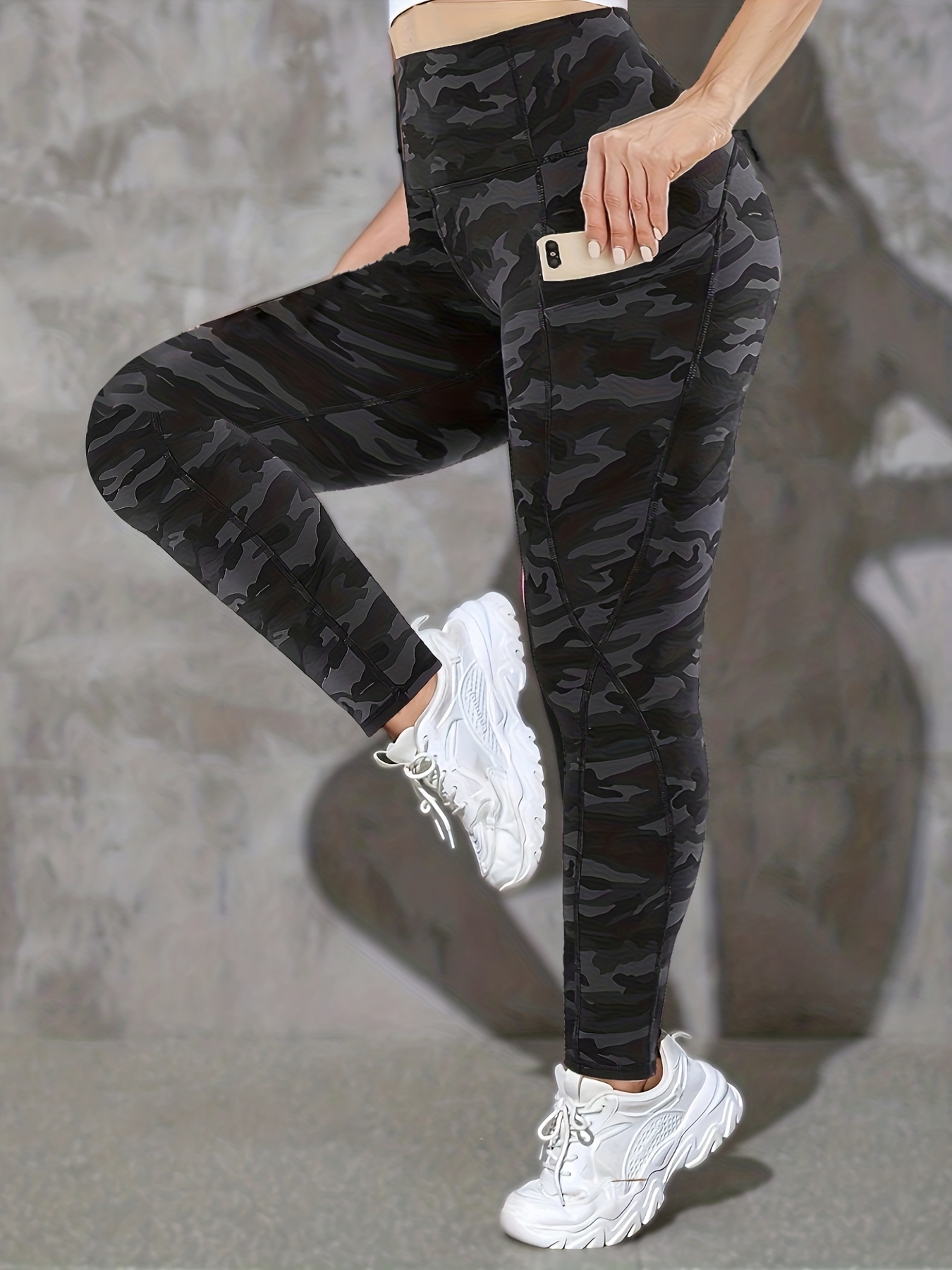 Legging camuflado negro sin costura- Talle P