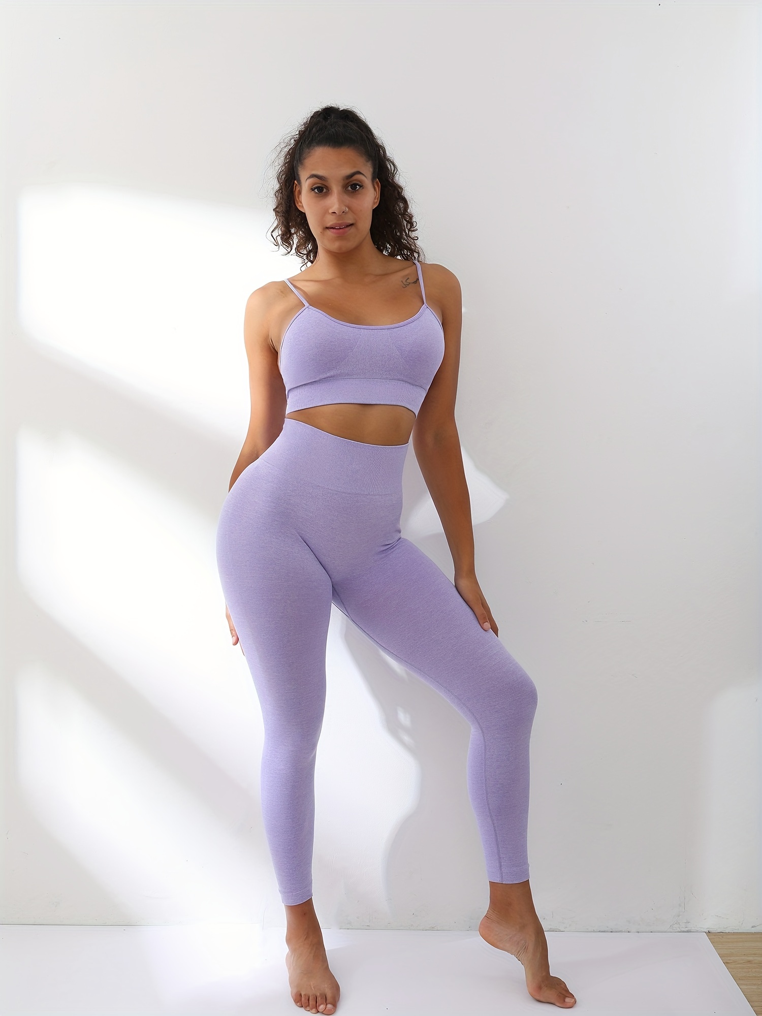 Women's Seamless Sports Yoga Pants, High Waist Soft Workout Cropped  Leggings, Women's Activewear