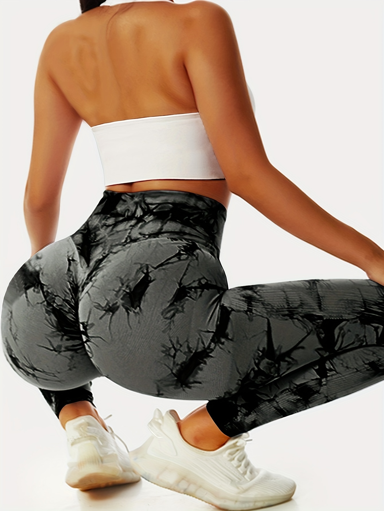 High Stretchy Tie Dye Camo Print Scrunch Butt Wideband Waist Sports  Leggings Women Yoga Pants