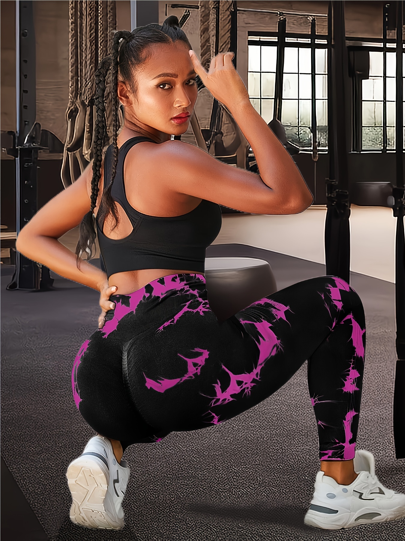 Women Butt Leggings Gym Tie Dye Push Daily Tights for Up Hip Lift