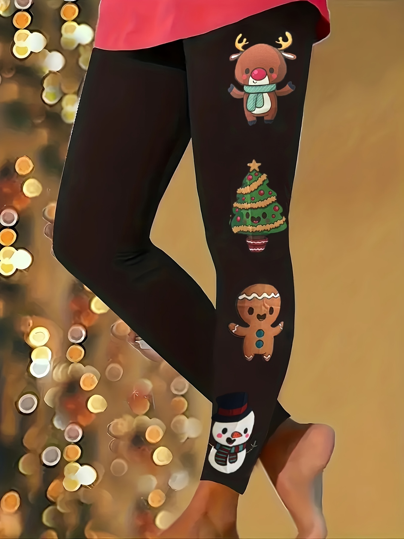 Plus Size Christmas Leggings Women's Plus Santa Claus Print - Temu
