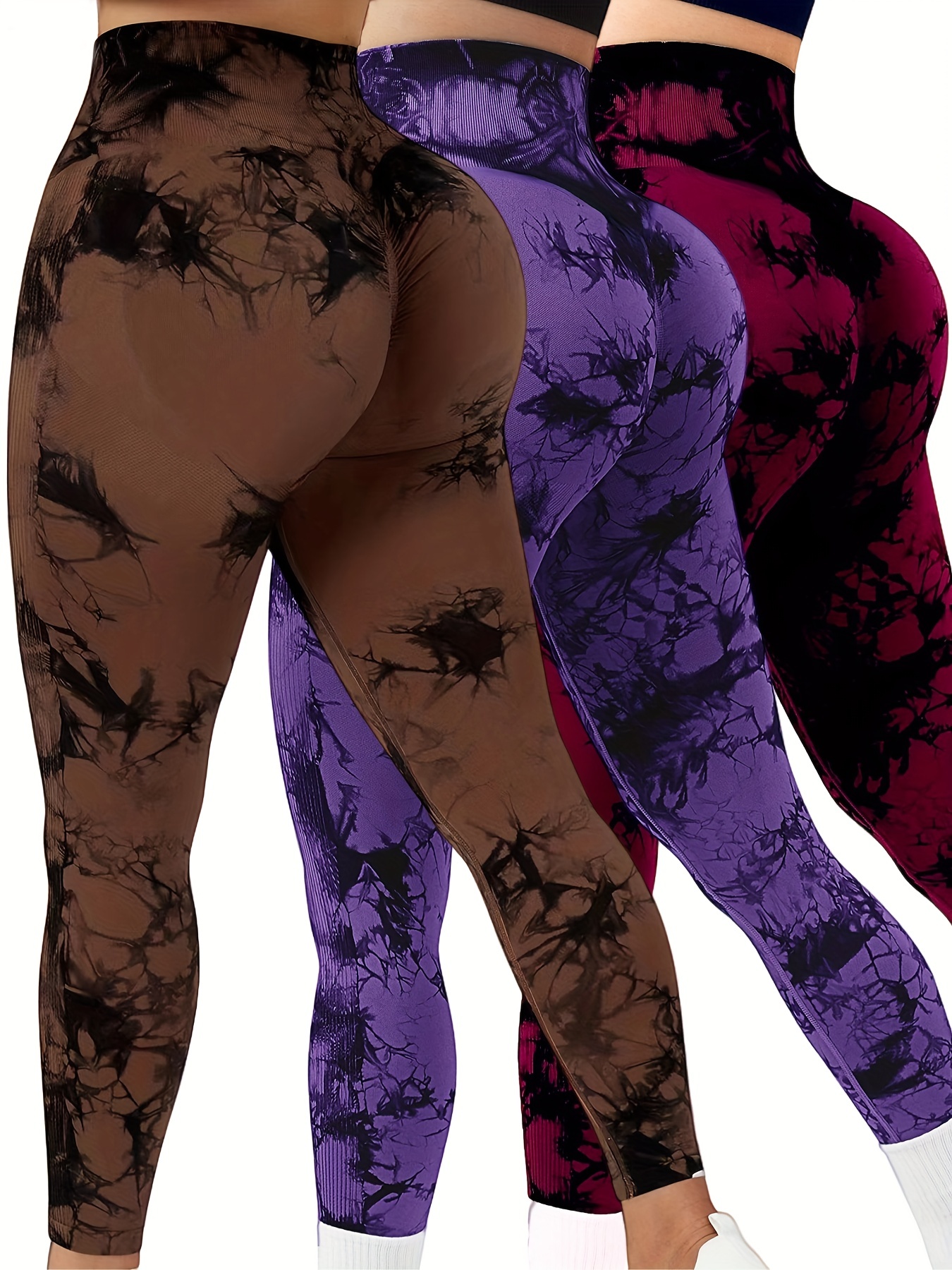 Pantalones De Yoga De Alta Elasticidad Con Estampado Tie Dye