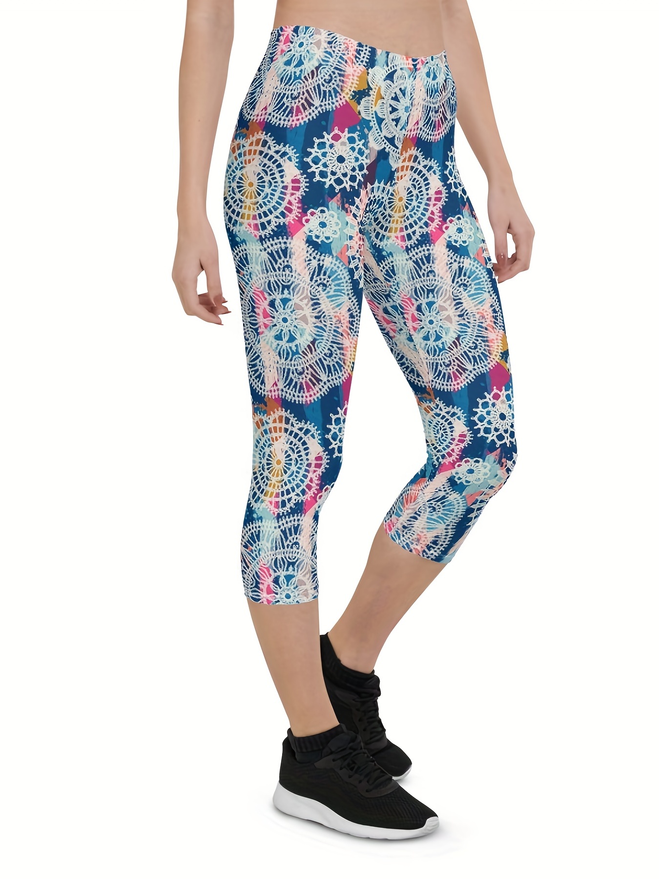 Bohemian Style Paisley Print Flare Leg Yoga Pants, Print Bell Bottom Sports  Leggings, Women's Activewear