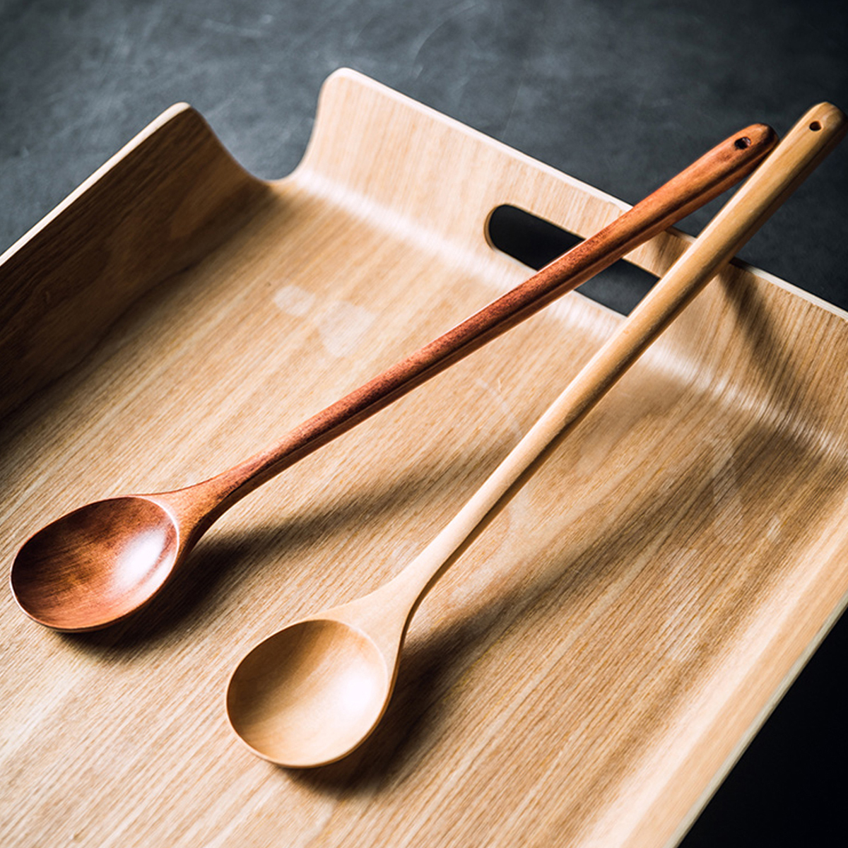 Rose Wood Lacquer Wooden Kitchen Utensils Spoons Non Stick - 4PCS (Beige)