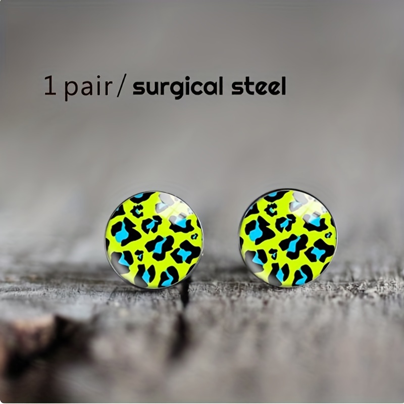 1pair Halloween Leopard Print Mixed Color Water Drop Shape Pu Leather  Dangle Earrings Suitable For Women To Wear