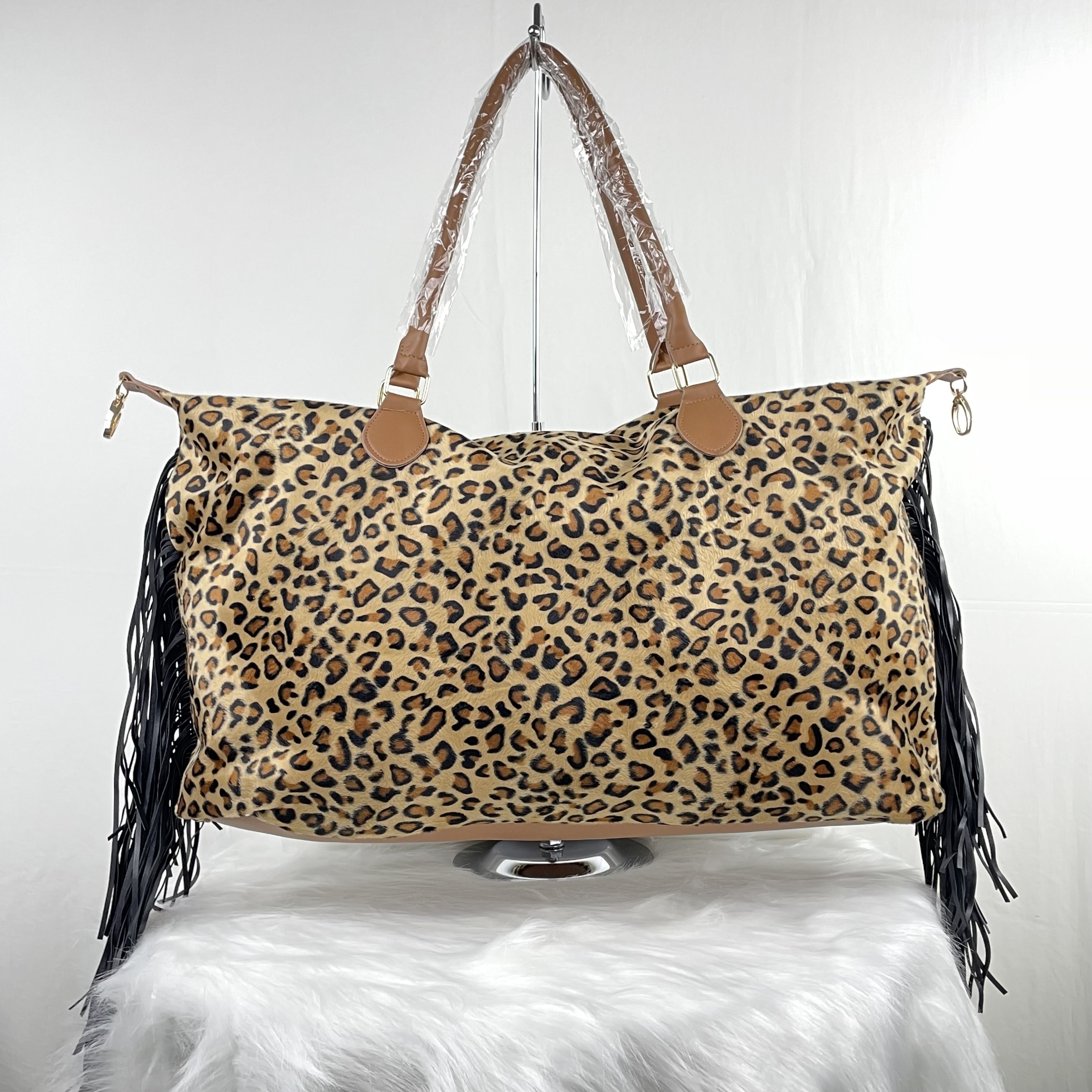 Leopard print overnight discount bag