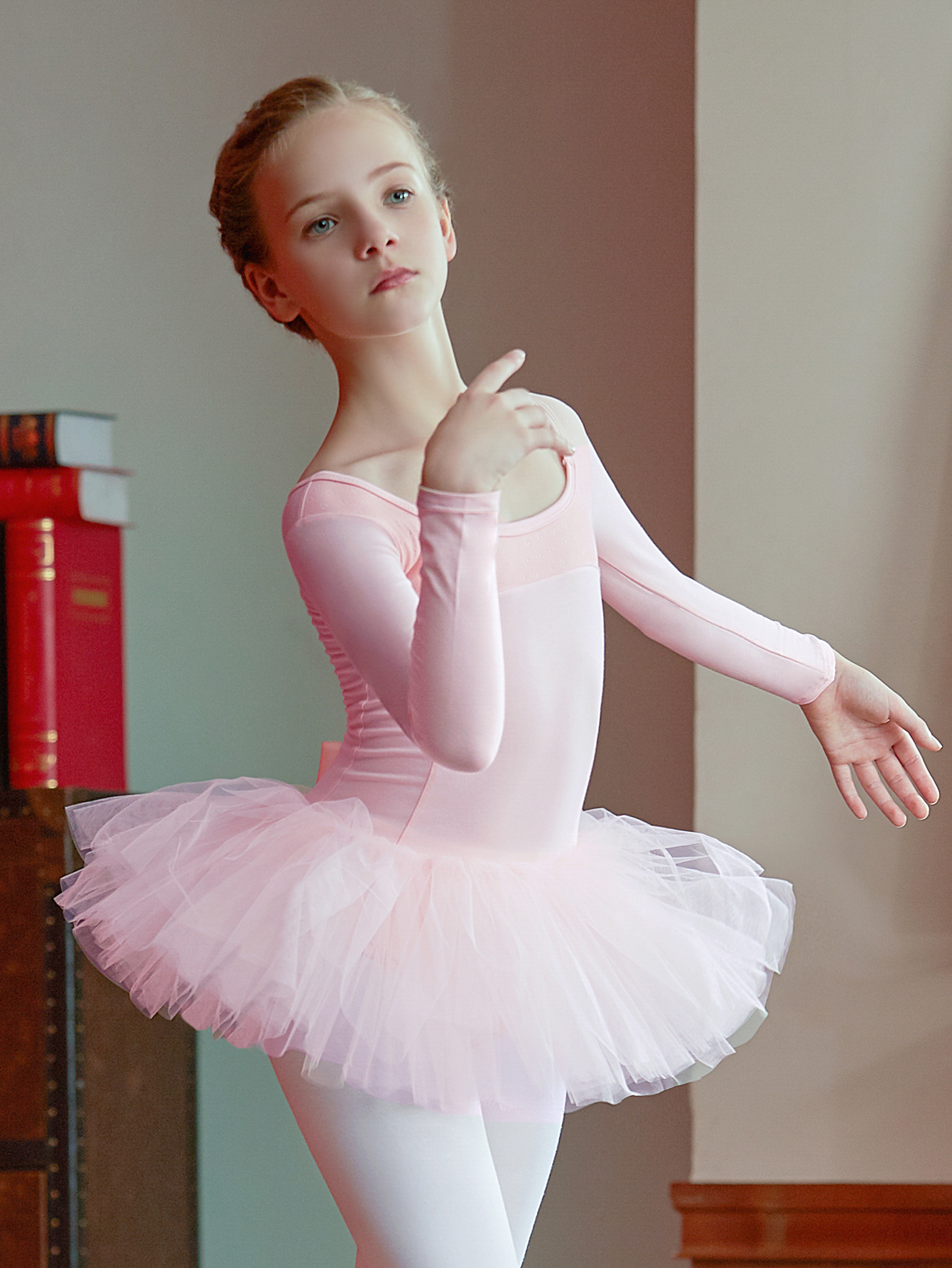 Enfants filles Ballet Danse Léopard Manches Longues Gymnastique