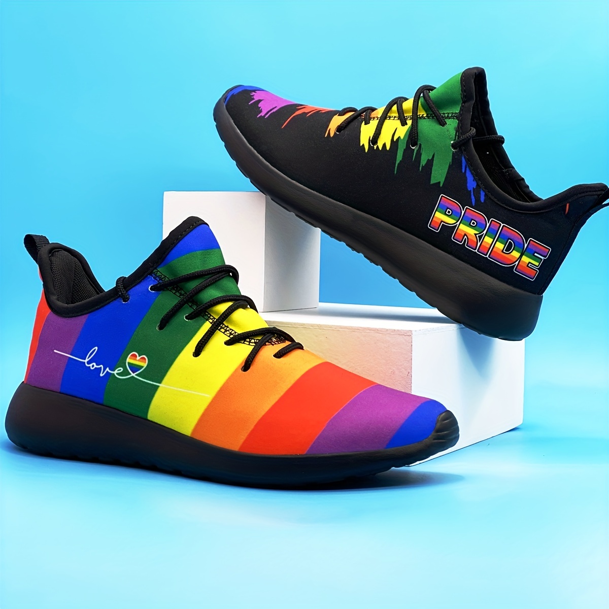 Cordones de zapatos de arco iris Zapatillas de deporte de moda coloridas  planas Cordones de zapatos de rayas Cordones de zapatos de arco iris de