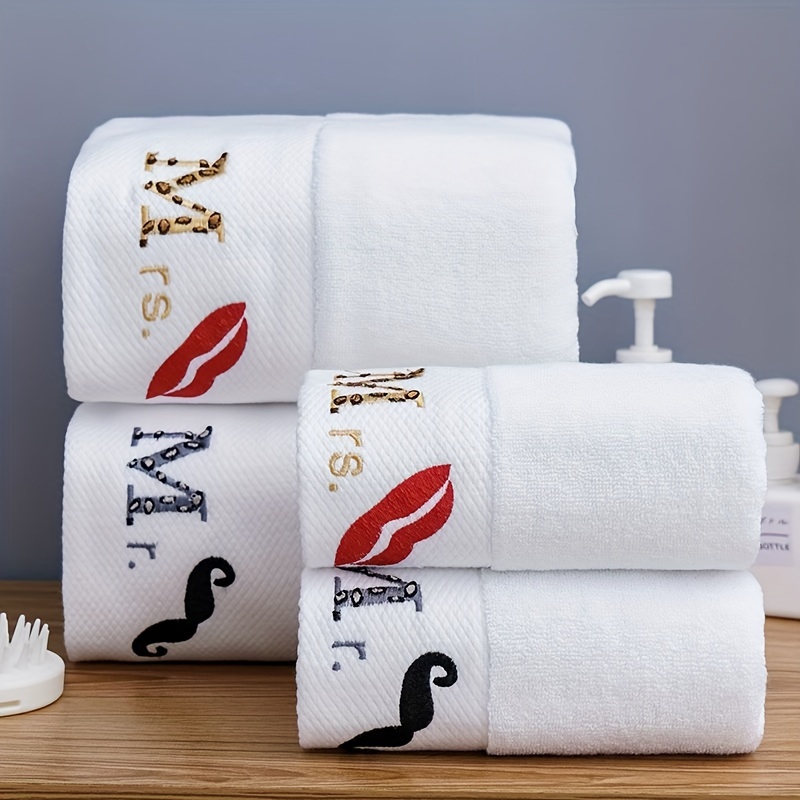 His/hers Embroidered Towel Hand Bath Sheet 